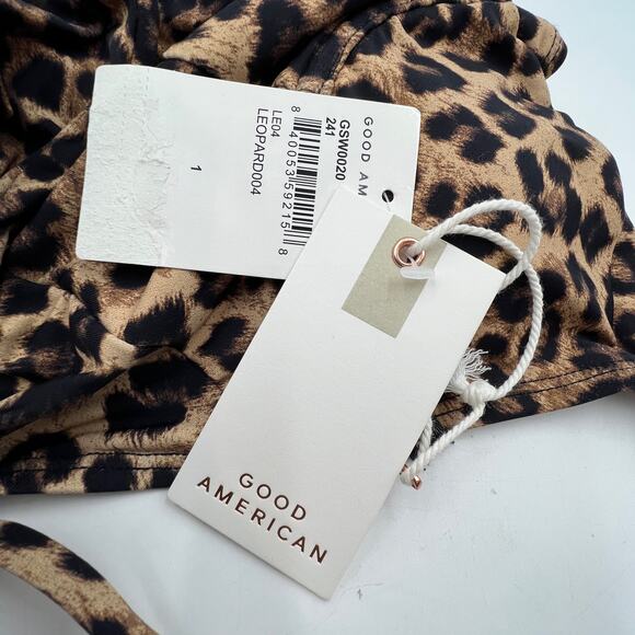 Good American Show Off One-Piece Swimsuit Leopard Print -No Belt - Picture 3 of 7